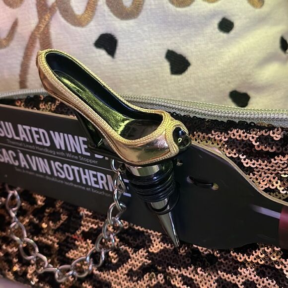 Wild Eye Designs x iceware sequin leopard heel Insulated Wine bag/purse - Picture 3 of 11